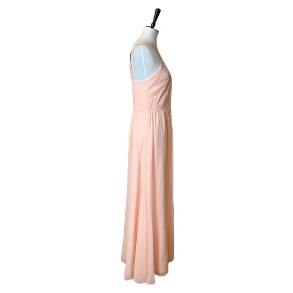 Lulu’s Evening Gown Halter Neck Maxi Sleeveless Chiffon Peach Pink Women’s Large - Picture 4 of 14